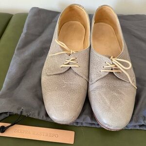 Dieppa Restrepo Italian Leather Pebble Gray Loafers
